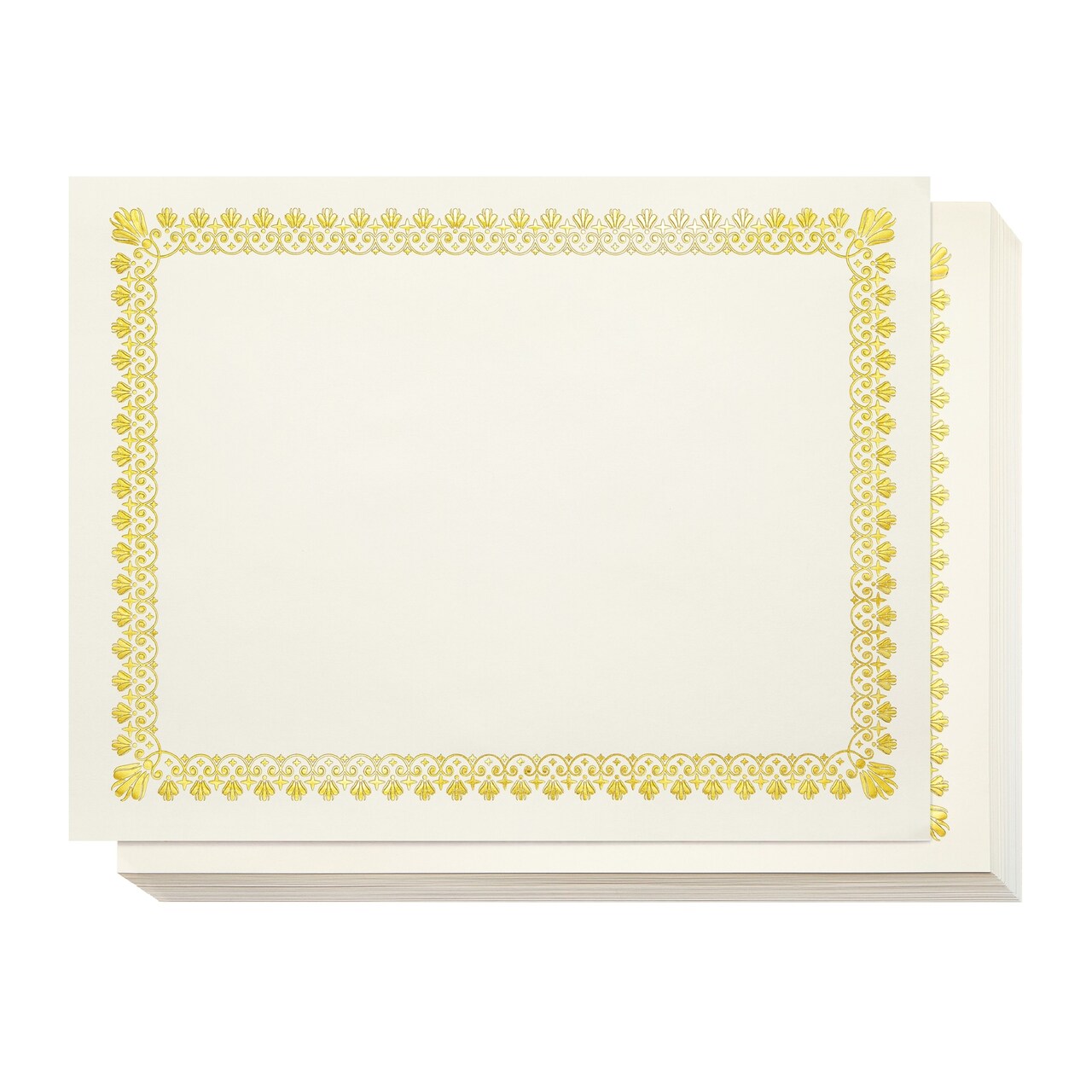 48 Pack Certificate Papers - Letter Size Blank Award Certificates Paper, Gold Foil Border Specialty Recognition Diploma Paper, Laser and Inkjet Printer Friendly, Gold, 8.5 x 11 Inches